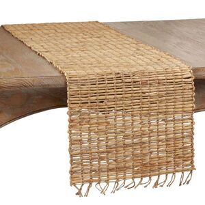 Saro Lifestyle - 72" x 14" Water Hyacinth Dining Table Runner - Sar Tan